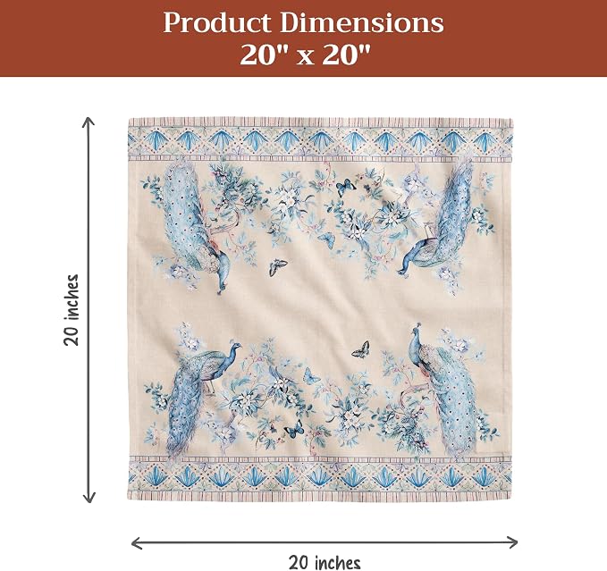 Maison d' Hermine Cloth Napkins Set of 4 100% Combed Cotton (20" x 20") | Everyday Square Napkins Cloth Washable Dinner Party Wedding Hotel Kitchen Spring Summer - Peacock Utopia - Sandy Beach - Image 5