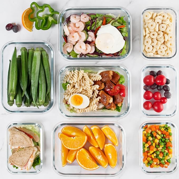 12 Pack Glass Storage Containers Transparent, Stackable Design Meal Prep Containers for Food Storage, Home, Kitchen & Pantry Organization, Microwave/Freezer/Dishwasher Safe - Image 7