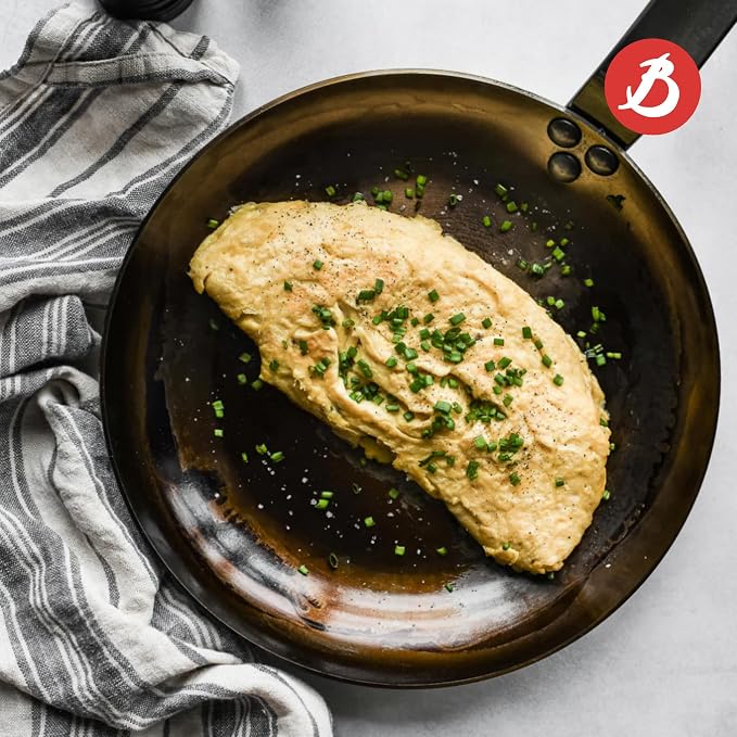 de Buyer MINERAL B Carbon Steel Omelette Pan - 9.5” Diameter, 7.7” Cooking Surface - Naturally Non-Stick Finish - Made in France - Image 8