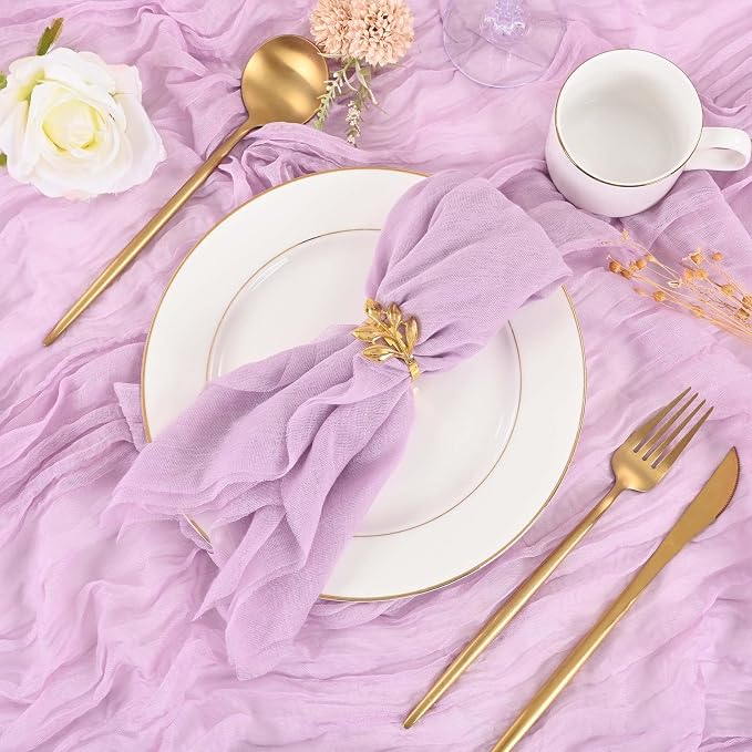 Lavender Cheesecloth Napkins - Bulk Set of 50, 20x20 Inch Washable and Reusable Boho Cotton Gauze Purple Cloth Napkins for Weddings, Bridal Girl Baby Shower, Party and Banquet - Image 4
