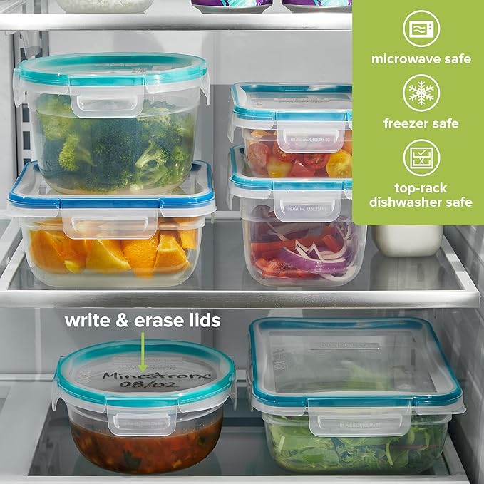 Snapware Plastic Total Solution (5-Pack, Mixed Sizes) Food Storage Set | Meal prep containers with plastic BPA-free lids with 4 locking tabs, microwave, dishwasher, & freezer safe - Image 5