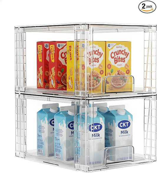 2 Pack Stackable Acrylic Storage Drawers – Clear Plastic Organizer Bins, Easy to Assemble, Suitable for Bathroom, Undersink, Kitchen, Pantry, Makeup, Medicine Organization by Unknown