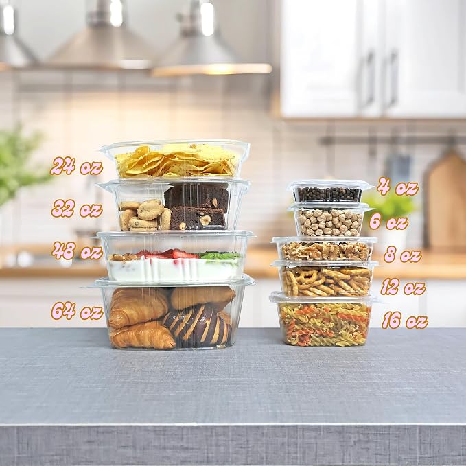 64oz RPET Clear Hinged Lid Deli Container - 200Pcs - Image 6