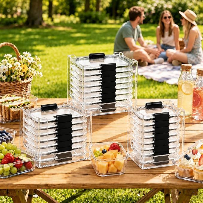 3PCS Food Container Lid Organizer Fit for Rubbermaid Brilliance Nap-on Lids | Clear Acrylic Stackable Lid Holder Rack, Holds 24 Lids, Fits 0.5, 1.3, 3.2 & 4.7 Cup Lids, Stackable Kitchen Storage - Image 8