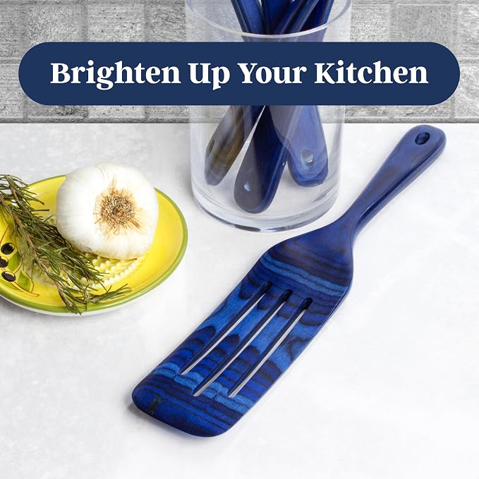 Baltique Malta 13 Inch Wooden Slotted Spurtle Spatula – Colorful Layered Birch Cooking Utensil for Stirring, Mixing & Serving - Image 4