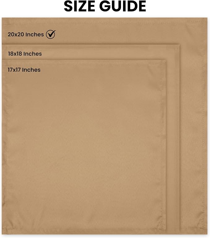 Utopia Home [24 Pack, Beige] Cloth Napkins 20x20 Inches, 100% Polyester Hemmed Edges, Washable and Reusable Ideal for Parties, Weddings and Dinners - Image 2