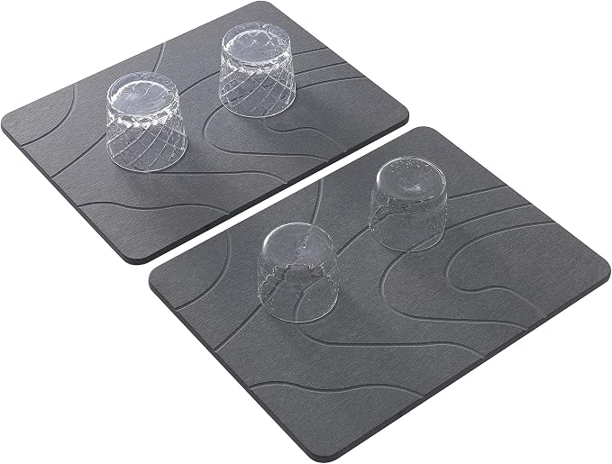 2 Pack Stone Drying Mat for Kitchen Counter, (Gray, 16''x12'') | Quick Dish Drying Stone Mat Kitchen,Stone Dish Drying Mat,Quick-Dry Absorbent Bath & Countertop Stone Dishes Mats - Image 7