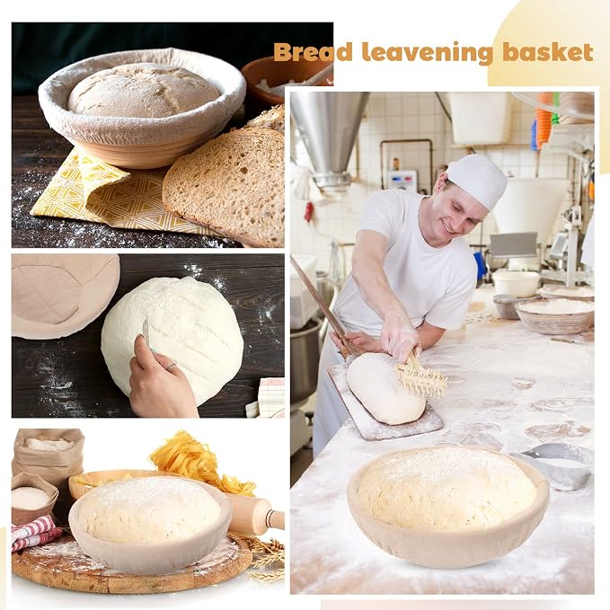 Gejoy 20 Sets Bread Proofing Baskets Bulk Banneton Dough Proofing Bowls Kit with Cloth Liner Sourdough Basket for Home Sourdough Bakers Supplies(Round,9 Inch) - Image 6