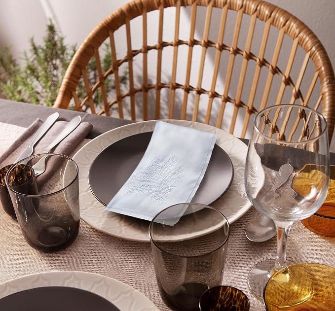 Cloth Tea Napkins Set of 6, Embroidered Cotton Napkins with French Knot Design, Reusable Table Napkins for Dinner, Tea Time, Coffee, Cocktail Settings, 16x16 Inches (Snow White) - Image 4