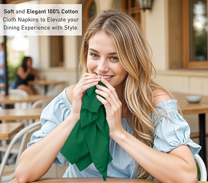 Ruvanti Cloth Napkins Set of 12, 18x18 Inches, 100% Cotton, Washable, Soft & Absorbent, Perfect for Wedding, Christmas, ‎Thanksgiving Dinners - Amazon - Image 6