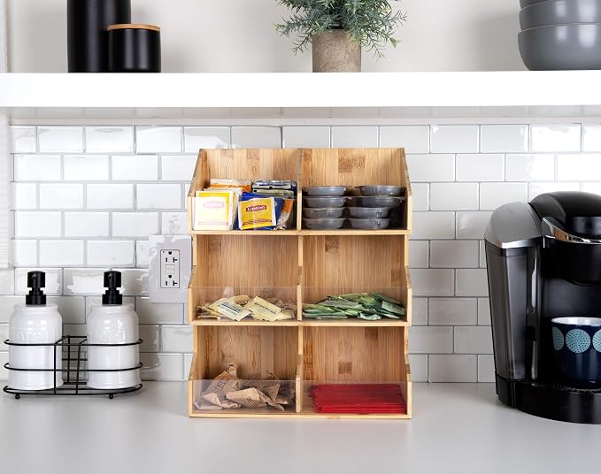 Mind Reader Coffee Pod Condiment Station, Countertop Organizer, Kitchen, Rayon from Bamboo, 13" L x 6.25" W x 15.25" H, Brown - Image 2