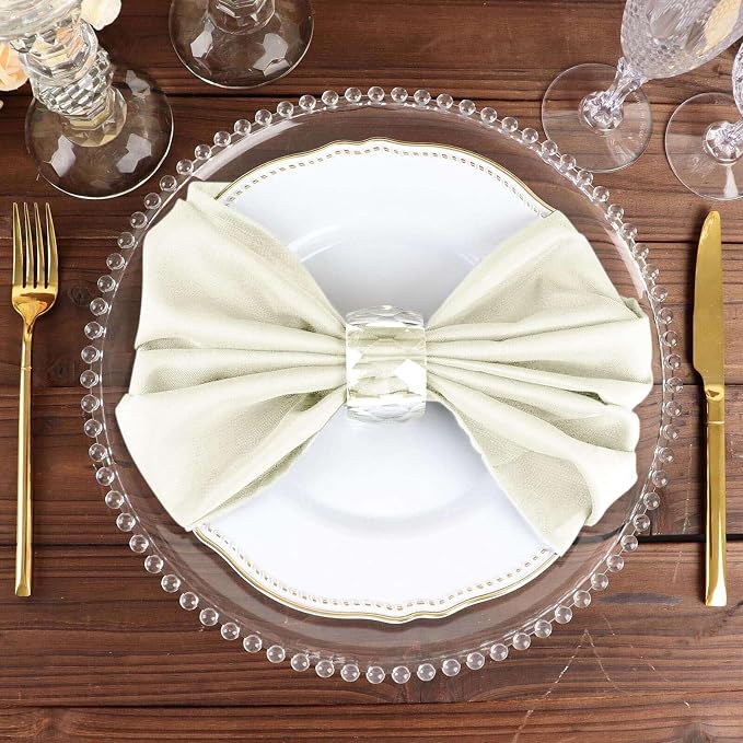 Efavormart Premium Cloth Napkins Set of 10, 20x20 Inch Ivory Violet Seamless Dinner Napkins, Washable Linen Table Napkin Cloth with Hemmed Edges for Weddings, Party and Banquet - Image 6