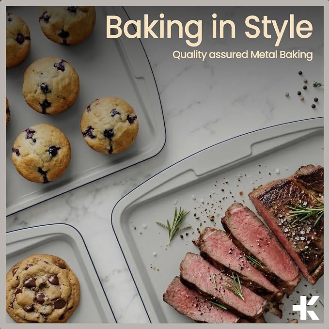 Royal Blue 10-Piece Bakeware Sets, Nonstick Carbon Steel Baking Sheet & Pans, Stackable Space-Saving Bakeware, Dishwasher Safe, Stain-resistant, PFOAPFOSPTFE Free, Oven Safe Up To 450°F (230°C) - Image 8