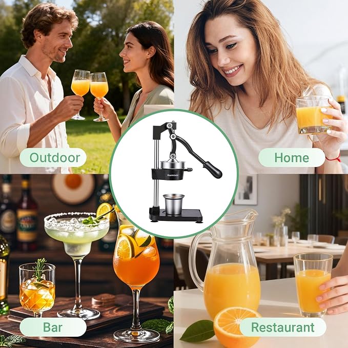 Cast Iron Manual Juicer For Orange Lemon Lime Pomegranate &Citrus | Heavy-Duty Hand Press Juicer, Orange Squeezer, 17"Tall, Sturdy Flat Base & Stainless Steel Cup, Easy to Clean, Black - Image 8