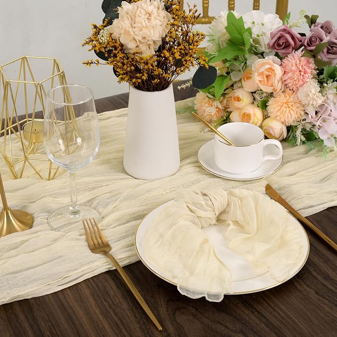 fani 100 Pack Gauze Cheesecloth Napkins, 20 x 20 in, Ivory | Wrinkled Table Napkins, Soft Cotton, Rustic Decorative, Weddings, Party, Dinner Table, Everyday Use - Image 6