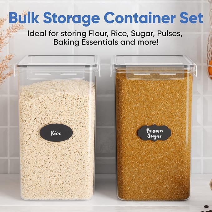 Chef's Path Extra Large Airtight Food Storage Containers with Lids, Pack of 2, 6.5L, 220Oz, Airtight Kitchen and Pantry Bulk Canisters for Flour, Sugar, Rice, and Baking Supplies - Transparent - Image 7