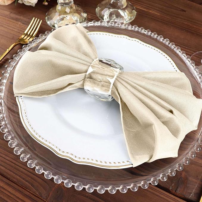Efavormart Premium Cloth Napkins Set of 100, 20x20 Inch Beige Violet Seamless Dinner Napkins, Washable Linen Table Napkin Cloth with Hemmed Edges for Weddings, Party and Banquet - Image 6