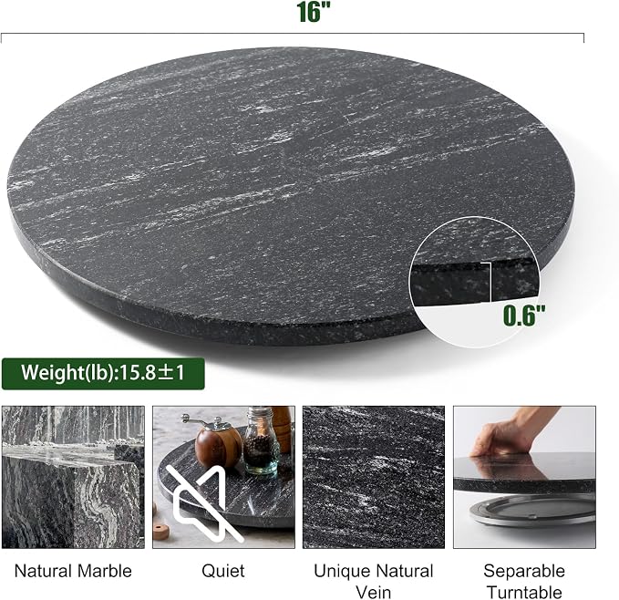 Marble Lazy Susan, 16” Lazy Susan for Table Top Detachable Turntable Organizer for Cabinet Pantry Kitchen Countertop Fridge Bathroom Makeup Vanity Countertop, Via Lactea - Image 3