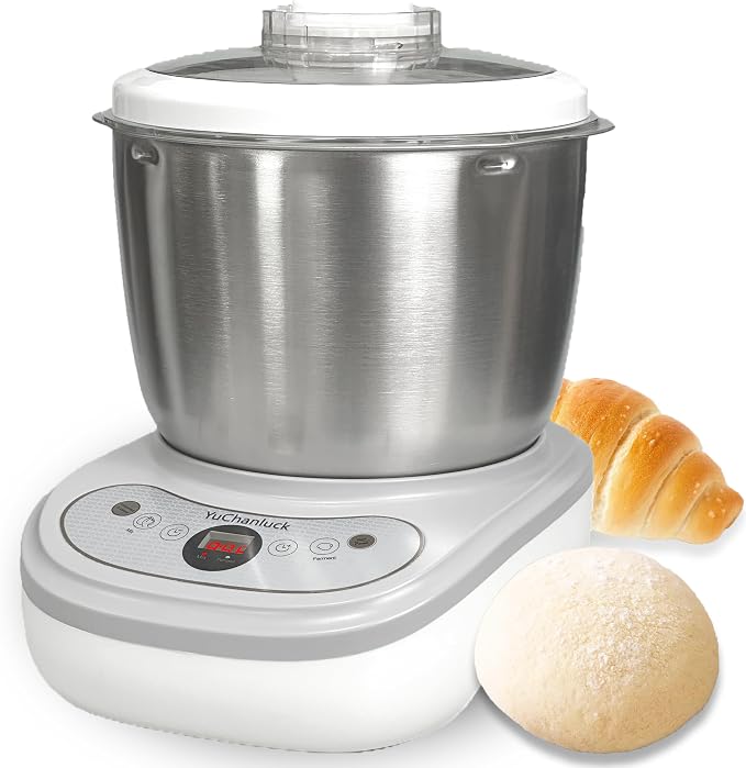 Dough Mixer 7L Large Capacity Electric Dough Maker with Ferment Function for Baking Bread Dough&Pizza Dough - Dough whisk 304 Stainless Steel Blender Add water/seasoning with Top Small Window by Yuchanluck