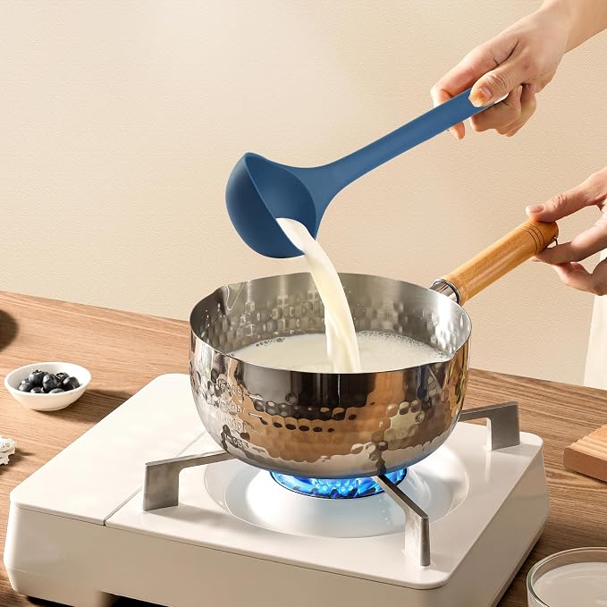 MOACC Silicone Kitchen Cooking Utensils Set: Heat Resistant 13inch Long Kitchen Gadgets, BPA Free Non Stick Rubber Cook Accessories For Food Prep, Frying, Serving, Basting (Dark Blue) - Image 5