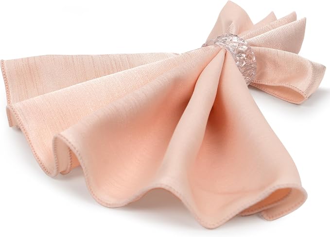 17x17-Inch Shantung Cloth Napkins, Ice Peach, Set of 24 - Image 8