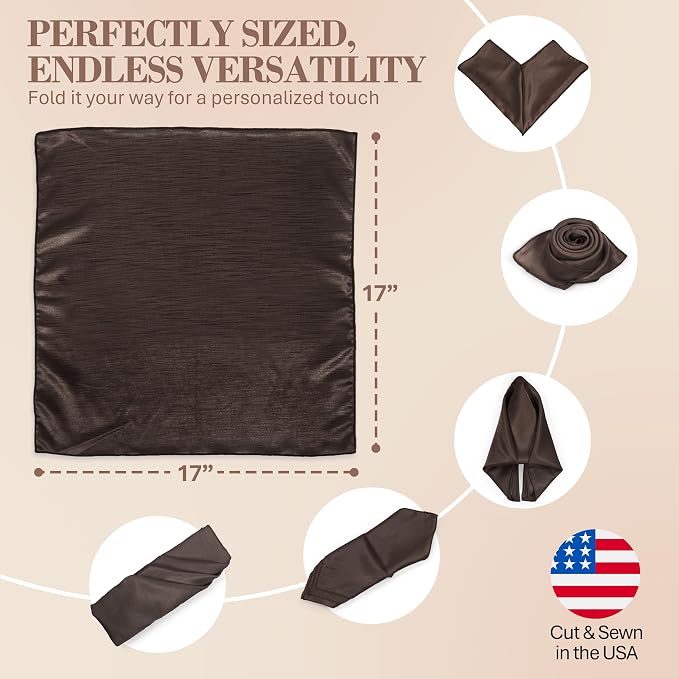 17x17-Inch Shantung Cloth Napkins, Chocolate, Set of 36 - Image 6