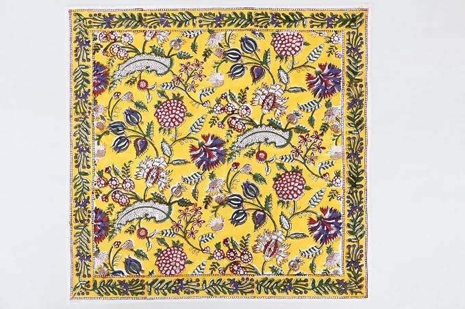 20x20 Inches Cotton Napkins Set of 4, Purple, Washable Hand Block Printed Reusable Cloth Napkins for Dinning, Party, Wedding, Home Decor Autumn by HomeSpunCrafts