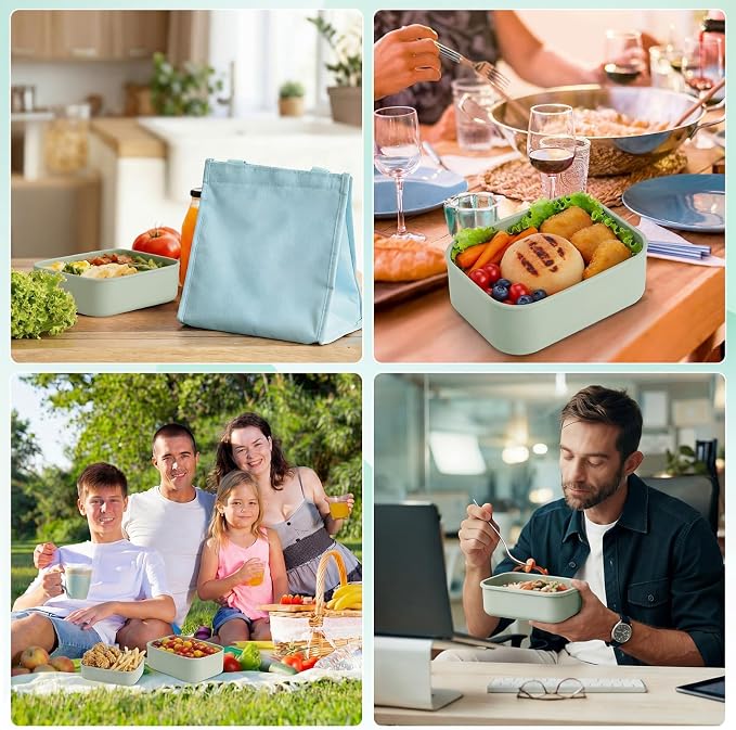 2 Sets of 6 Silicone Food Storage Containers, Reusable Lunch Bento Box with Lid, Hard Shell Storage Containers, Microwave Dishwasher Freezer Safe, 10 oz, 23.6 oz, 44 Ounce(Sage Green) - Image 6