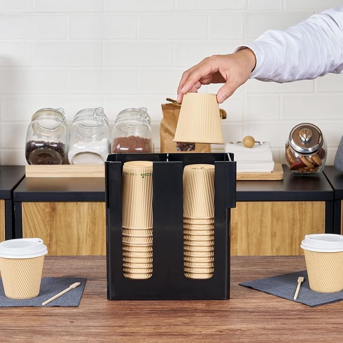 Restaurantware Restpresso Coffee Bar Organizer, 1 Count Durable 2 Compartments, Compact Size, Black Plastic Tabletop Coffee Supplies Organizer For Homes, Office Spaces, Breakrooms, and Lounges - Image 5