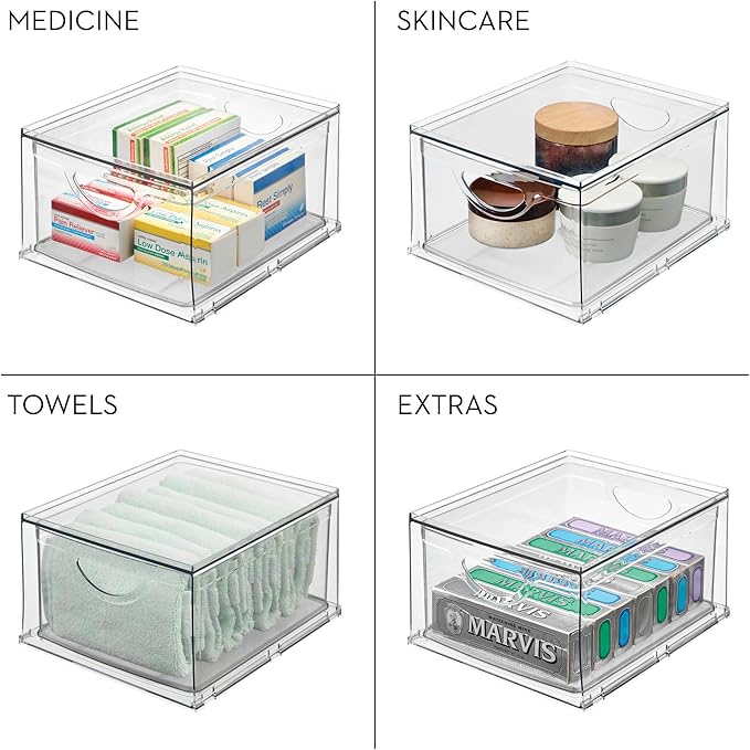 iDesign Stackable Storage Drawer, Clear | Stackable OrganFor Fridge, Pantry, or Under Sinks, Made in USAizer, For Bathroom Counter, Vanity, Under-Sink - Image 7