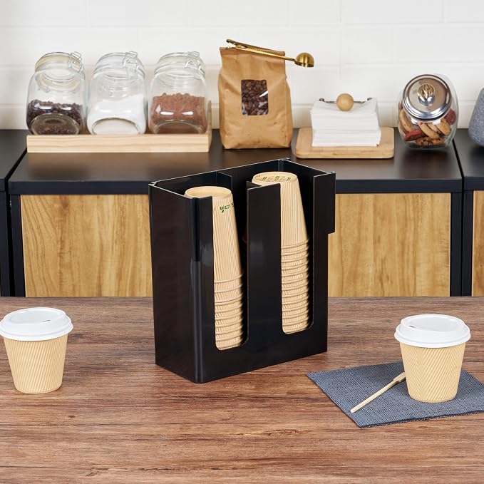 Restaurantware Restpresso Coffee Bar Organizer, 1 Count Durable 2 Compartments, Compact Size, Black Plastic Tabletop Coffee Supplies Organizer For Homes, Office Spaces, Breakrooms, and Lounges - Image 3