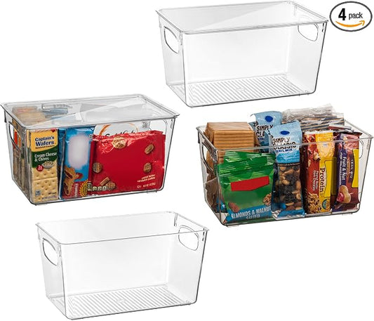 ClearSpace Plastic Pantry Organization and Storage Bins with Lids – Perfect Kitchen Organization or Kitchen Storage – Fridge Organizer, Refrigerator Organizer Bins, Cabinet Organizers by ClearSpace