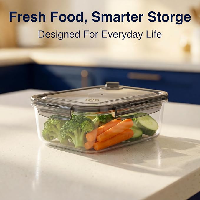 BPA-Free Plastic Airtight Food Storage Containers with Vented Lids, 4-Pack (5.9 Cups Each) for Meal Prep and Leftovers - Image 7