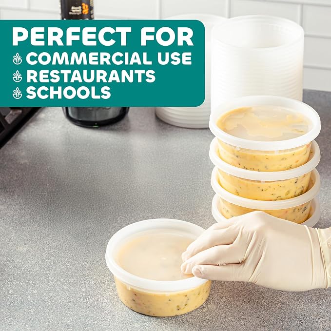 Deli Food Containers with Lids - 8 oz 180 Sets- Ideal for Food, Snacks, Takeout, Meal Prep - 1 Cup Small Durable Clear Containers for Food - Stackable and Durable, Dishwasher & Microwave Safe - Image 3