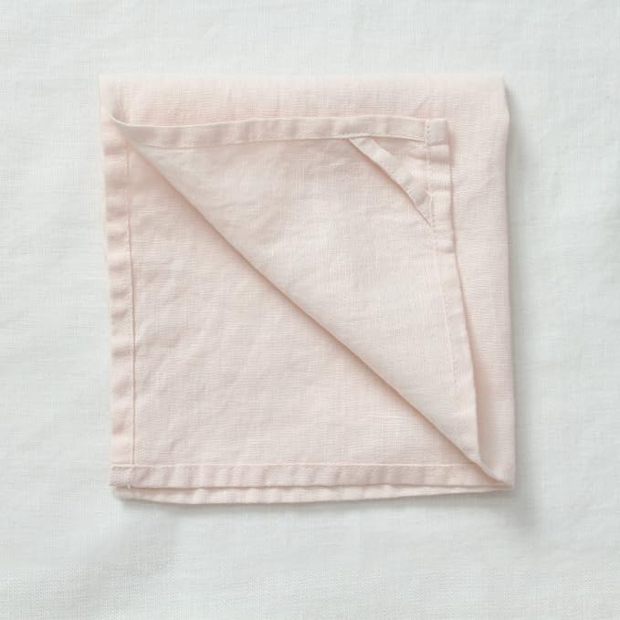 Linen World Linen Kitchen Towels Set of 12,Decorative 14 x 14 Inch,Stone Washed European Flax Dish Towels,Blush Pink - Image 2