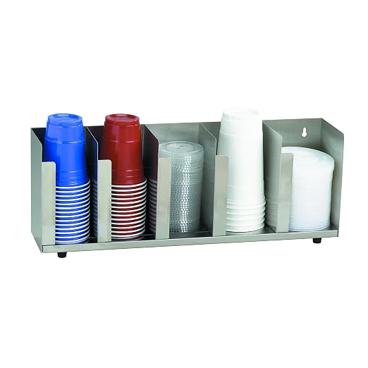 CTLD-22 Five Section Stainless Steel Cup and Lid Organizer, Silver, Stainless Steel by DISPENSE-RITE