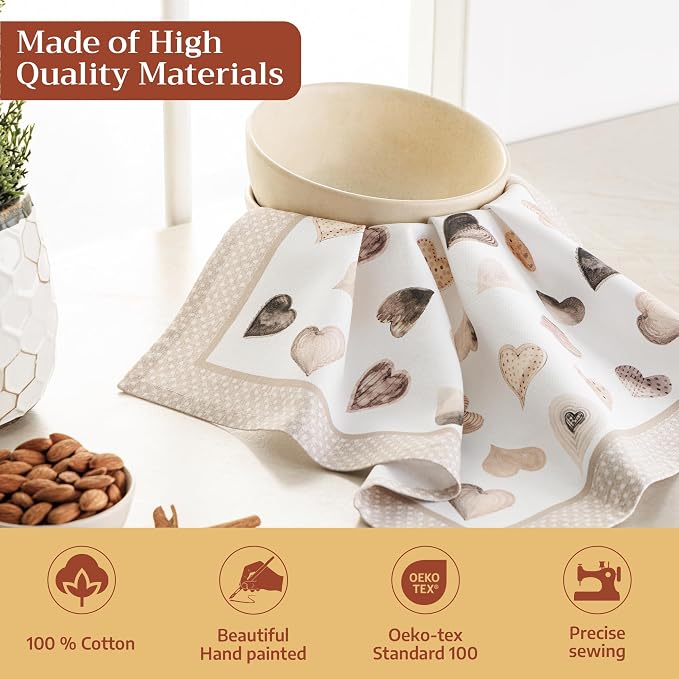 Maison d' Hermine Cloth Napkins Set of 4 Reusable 100% Cotton (18" x 18") | Everyday Square Napkins Cloth Washable Dinner Party Wedding Restaurant Hotel Kitchen Spring Summer - Lovely Hearts - Image 3