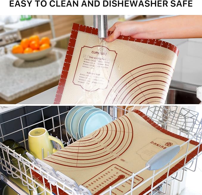 DANIA & DEAN Silicone Baking Mat, 28x20 Large Pastry Mat with Measurements | 2026 Upgraded Extra Thick Non-Slip Reusable Counter Mat for Sourdough Bread Pie Crust Pizza Dough Rolling Kneading - Image 5