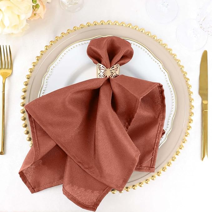 Efavormart Premium Cloth Napkins Set of 25, 20x20 Inch Terracotta Seamless Dinner Napkins, Washable Linen Table Napkin Cloth with Hemmed Edges for Weddings, Party and Banquet by efavormart
