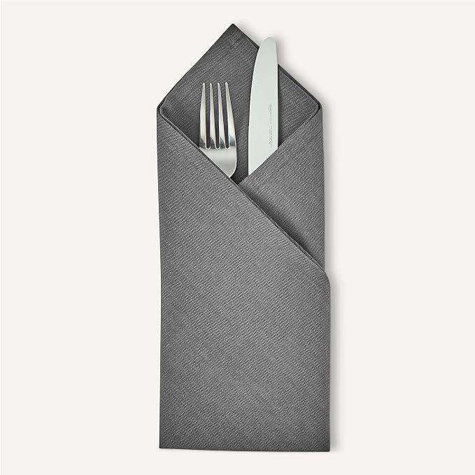 Amazon Basics Reusable Stain and Wrinkle Resistant Cloth Napkins, 17 x 17 inches, Grey, 12 Count (Pack of 4) - Image 3