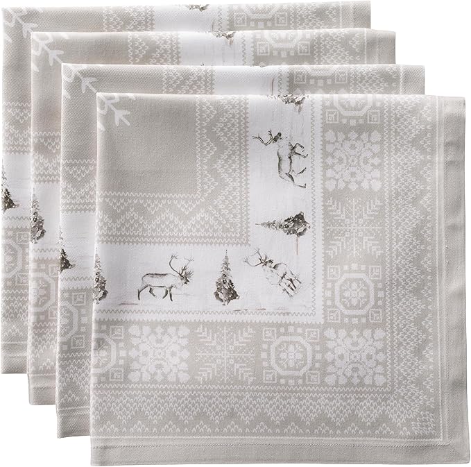 Maison d' Hermine Cloth Napkins Set of 4 Reusable 100% Cotton (20" x 20") | Everyday Square Napkins Cloth Washable Dinner Wedding Restaurant Hotel Kitchen Thanksgiving Christmas - Cozy Christmas by MaisondHermine