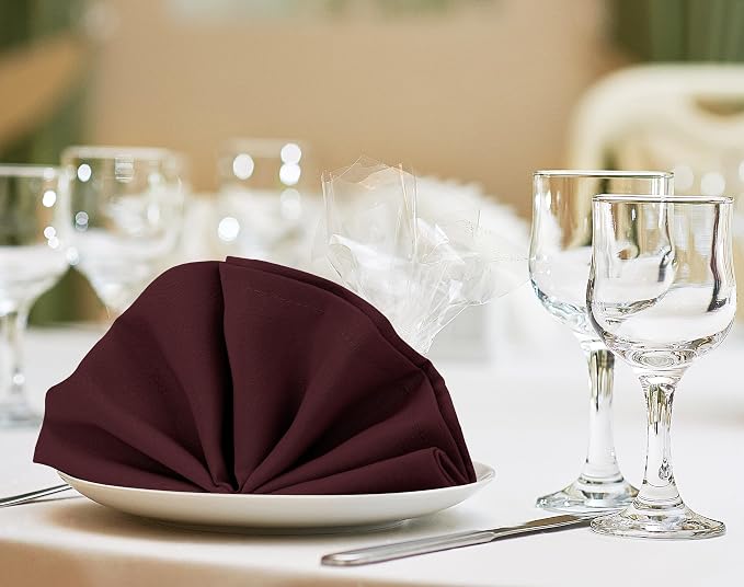 Utopia Home [24 Pack, Burgundy] Cloth Napkins 17x17 Inches, 100% Polyester | Hemmed Edges, Washable and Reusable Ideal for Parties, Weddings and Dinners - Image 4