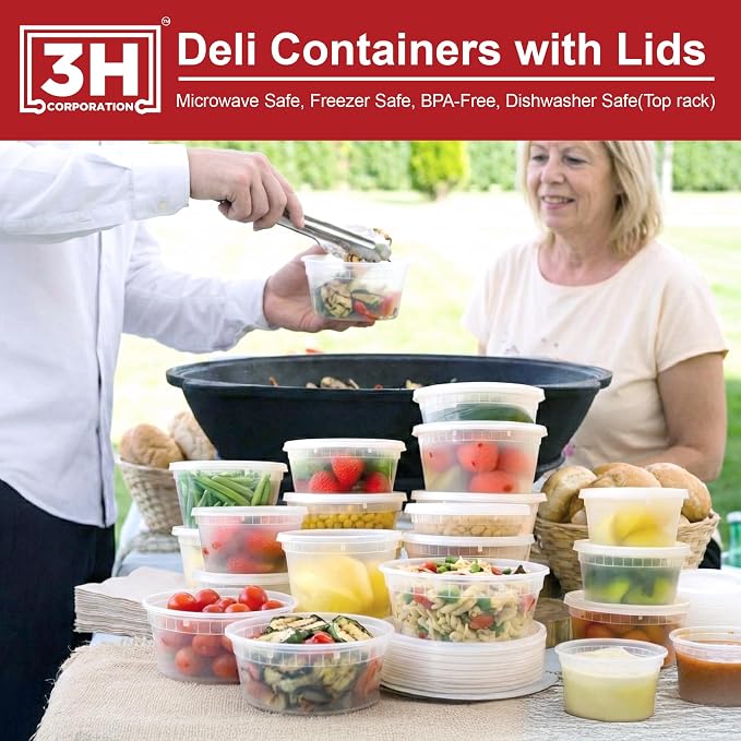 32 oz Food Storage Containers with Lids (240 Set/480 Piece) Deli Soup Containers, Freezer Microwave Safe, BPA-Free Plastic, Stackable Snack Leakproof Leftover Organizers & To-Go - Image 6
