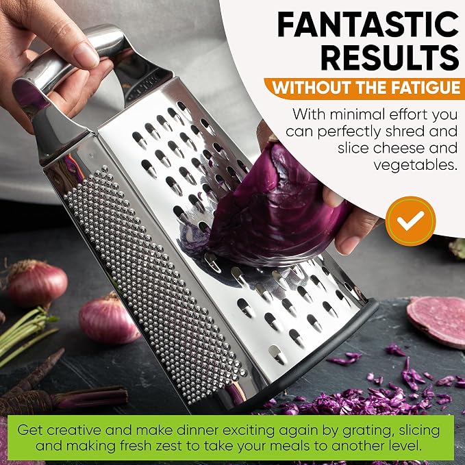 Spring Chef Magnetic Measuring Cups & Spoons Set of 15 with Leveler, Black & Stainless Steel Large Box Grater with Handle - 2 Product Bundle - Image 7