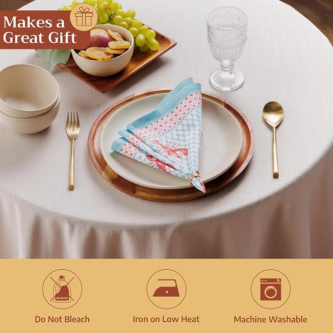 Maison d' Hermine Cloth Napkins Set of 4 Reusable 100% Cotton (18" x 18") | Everyday Square Napkins Cloth Washable Dinner Party Wedding Restaurant Hotel Kitchen Spring Summer - Lobster Love - Image 5