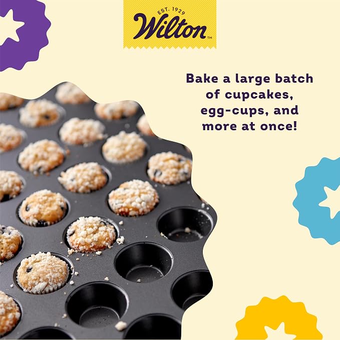 Wilton Perfect Results Non-Stick Mega Mini Muffin Pan, 48-Cup Cupcake Pan, Steel - Image 5