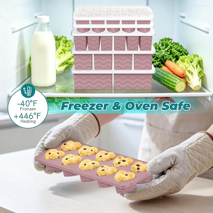 Silicone Freezer Molds for Food, 5-Pack with Steel Rim for Meal Prep | 100% Food-Grade Silicone, BPA-Free, Oven and Dishwasher Safe. Perfect for Freezing Lasagna, Casseroles, Soups & Sauces - Image 5