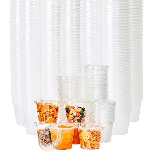 Leakproof BPA-Free 5.5oz Souffle Cups and Lids 500Pk. Stackable Portion Containers for Sampling, Salad Dressing Sauces, Jello Shots. Plastic Food Prep Supplies for Restaurant, Cafe, Catering, Deli. by FoodRestaurantSupplies