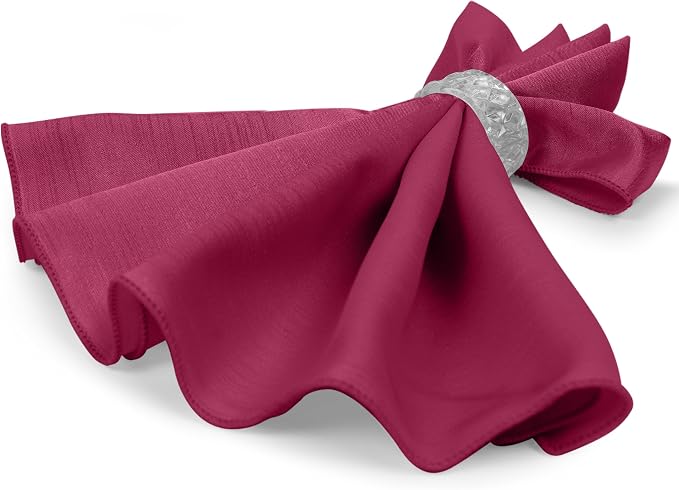 17x17-Inch Shantung Cloth Napkins, Raspberry, Set of 36 | Bulk Case of 3 Dozen, Satin, Square, 100% Polyester Fabric, Reversible, Faux Dupioni Silk Reverse Side, Machine Washable, Red - Image 7