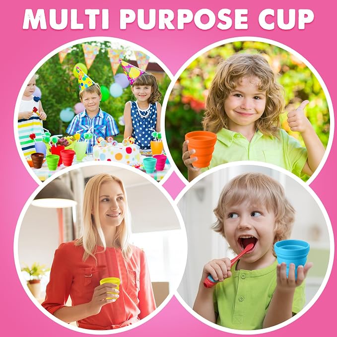 Umigy Silicone Collapsible Cup Without Lids Travel Portable Foldable Cup Colorful Reusable Collapsible Shot Cup Expandable Drinking Cup for Kids Traveling Outdoor Hiking, 12 Colors - Image 6